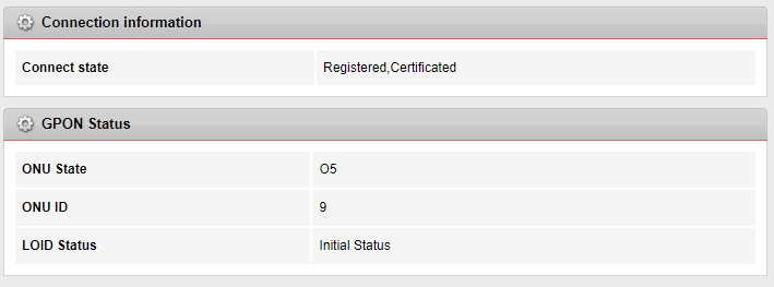 ONT VSOL V2802RH - pon status